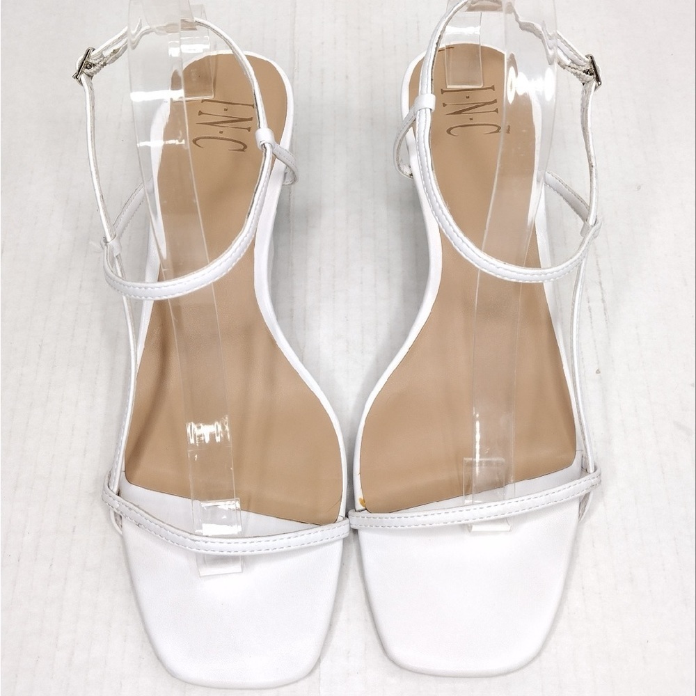 INC White Green Calise Square Toe Buckle Ankle Vacation Embellished Round Heel - Picture 10 of 15